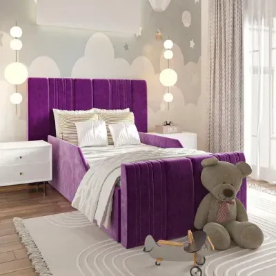 Daisy Kids Bed W 160 x L 190  - Purple Velvet with 1-Year Warranty