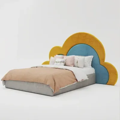 Cloud Journey Kids Bed W 140 x L 200  - Velvet Ivory with 1-Year Warranty