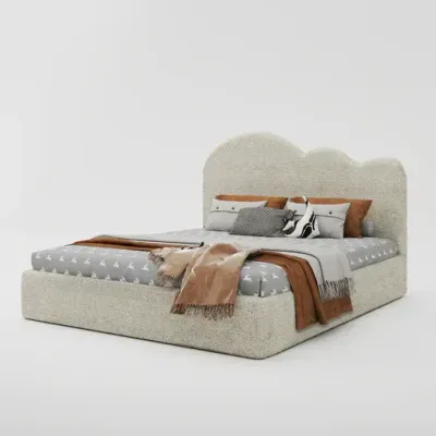 Fluffy Cloud Kids Bed W 140 x L 190  - Boucle White with 1-Year Warranty