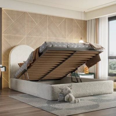 Fluffy Cloud Kids Bed W 140 x L 190  - Boucle White with 1-Year Warranty
