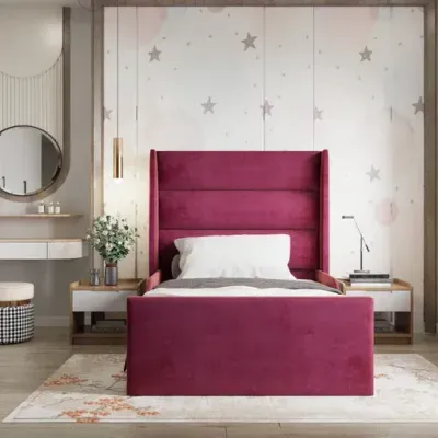 Nova Kids Bed W 150 x L 190  - Velvet Red with 1-Year Warranty