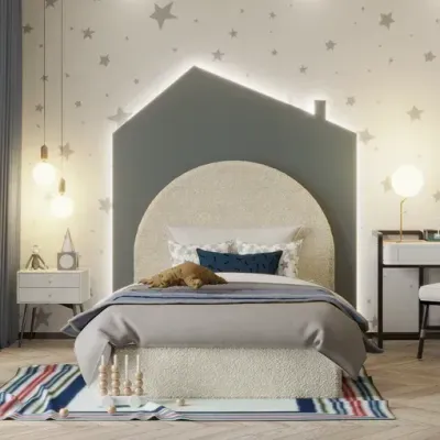 Dreamy Cloud Kids Bed W 160 x L 200  - Boucle White with 1-Year Warranty