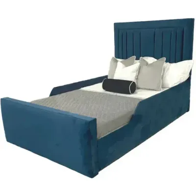 Lily Kids Bed W 140 x L 190  - Velvet Blue with 1-Year Warranty