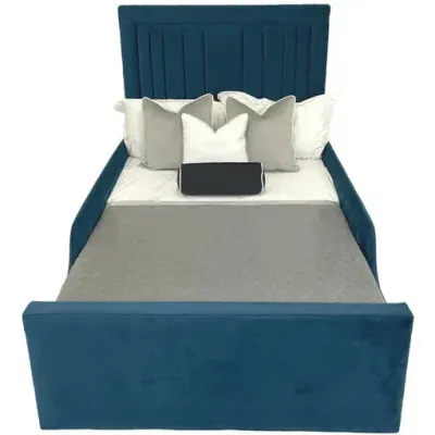 Lily Kids Bed W 160 x L 200  - Velvet Blue with 1-Year Warranty