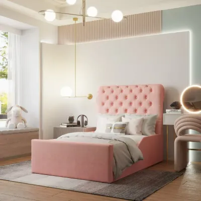 Churchill Bed W 150 x L 190  - Velvet Pink with 1-Year Warranty