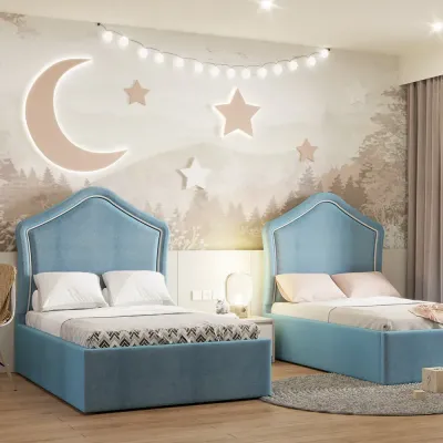 Chamber Kids Bed W 160 x L 190  - Velvet Blue with 1-Year Warranty