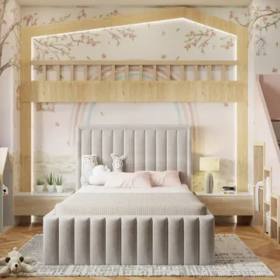 Annie Kids Bed W 160 x L 190  - Velvet White with 1-Year Warranty