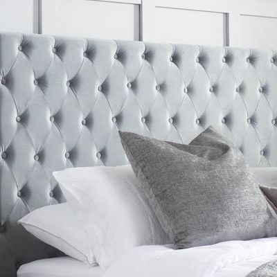 Bliss Breeze Tufted Upholstered Twin Size ( 120 X 190 ) Grey Color Bed