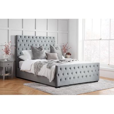 Bliss Breeze Tufted Upholstered Large Twin Size ( 140 X 190 ) Grey Color Bed