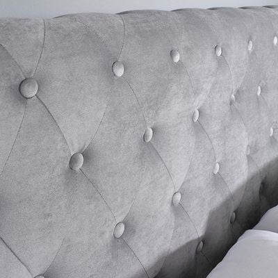 Blissful Bloom Tufted Upholstered Twin Size ( 120 X 190 ) Grey Color Bed
