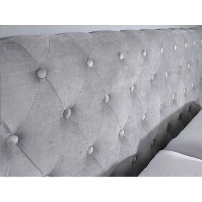 Blissful Bloom Tufted Upholstered Large Twin Size ( 140 X 190 ) Grey Color Bed