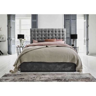 Cascade Cloud Tufted Upholstered Large Twin Size ( 140 X 190 ) Grey Color Bed