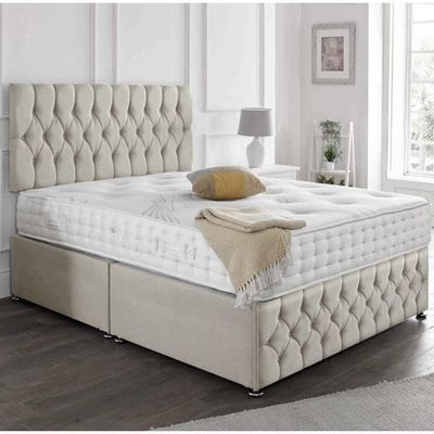 Celestial Nest Tufted Upholstered Single Size ( 90 X 190 ) Beige Color Bed