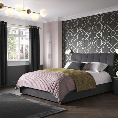 Charcoal Light Upholstered Single Size ( 100 X 190 ) Black Color Bed