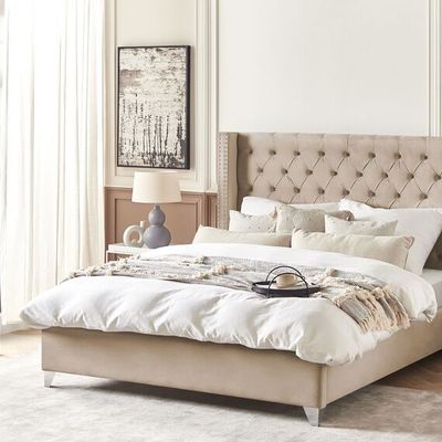 Chelsea Tufted Upholstered Large Twin Size ( 140 X 190 ) Light Orange Color Bed