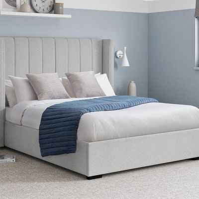 Cloud Comfort Upholstered Large Twin Size ( 140 X 190 ) Silver Color Bed