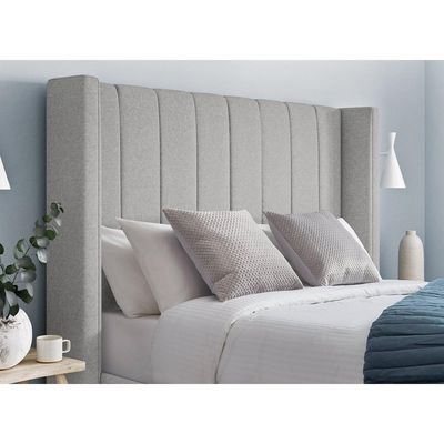 Cloud Comfort Upholstered Large Twin Size ( 140 X 190 ) Silver Color Bed