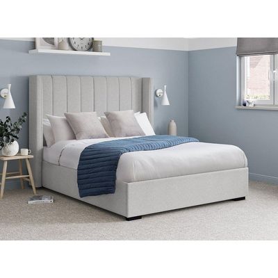 Cloud Comfort Upholstered Large Twin Size ( 140 X 190 ) Silver Color Bed