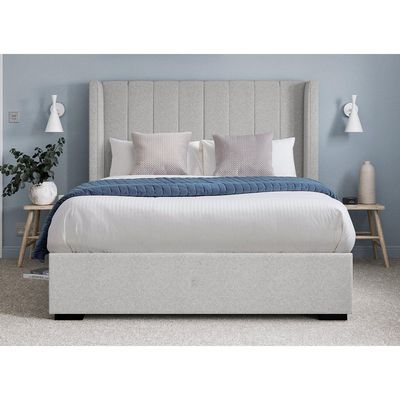 Cloud Comfort Upholstered Large Twin Size ( 140 X 190 ) Silver Color Bed