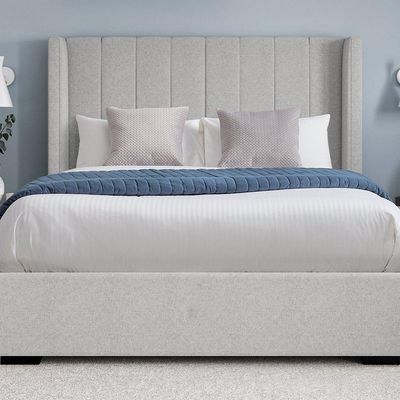 Cloud Comfort Upholstered King Size ( 180 X 200 ) Silver Color Bed