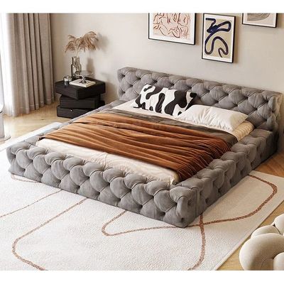 Cloud Cradle Tufted Upholstered Queen Size ( 150 X 200 ) Light Brown Chocolate Color Bed