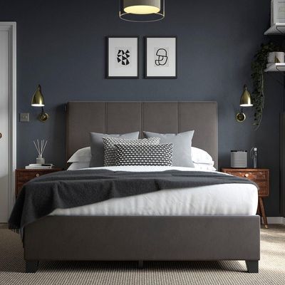 Cloud Nine Upholstered King Size ( 180 X 190 ) Black Color Bed