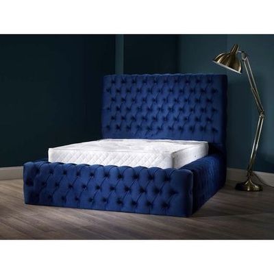 Cozy Cuddle Tufted Upholstered Queen Size ( 150 X 190 ) Blue Color Bed