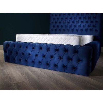 Cozy Cuddle Tufted Upholstered Queen Size ( 150 X 190 ) Blue Color Bed