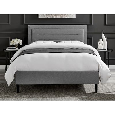 Cozy Retreat Upholstered Large Twin Size ( 140 X 190 ) Grey Color Bed