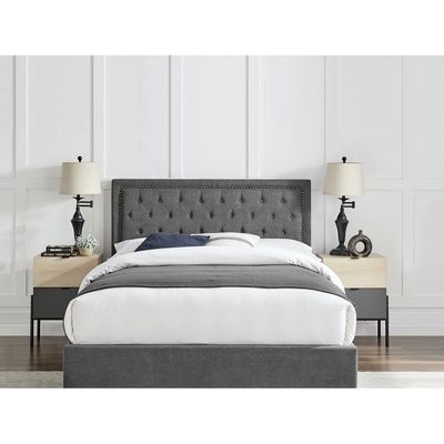 Dreamy Retreat Tufted Upholstered Single Size ( 90 X 190 ) Grey Color Bed