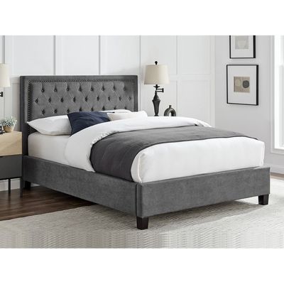 Dreamy Retreat Tufted Upholstered Single Size ( 90 X 190 ) Grey Color Bed