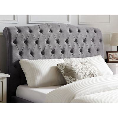 Harbor Haven Tufted Upholstered Large Twin Size ( 140 X 190 ) Grey Color Bed