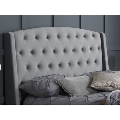 Luna Lounge Tufted Upholstered Large Twin Size ( 140 X 190 ) Grey Color Bed