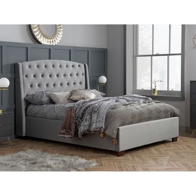 Luna Lounge Tufted Upholstered Large Twin Size ( 140 X 190 ) Grey Color Bed