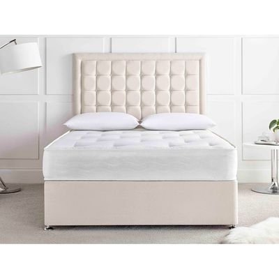 Lunar Glow Tufted Upholstered Large Twin Size ( 140 X 190 ) Off White Color Bed