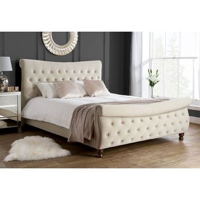 Serene Shade Tufted Upholstered Single Size ( 90 X 190 ) Beige Color Bed