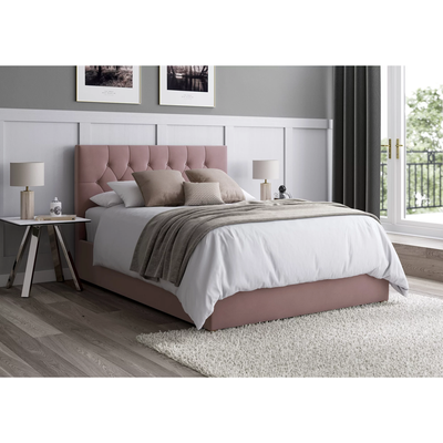 Sleep Scape Tufted Upholstered King Size ( 180 X 200 ) Pink Color Bed