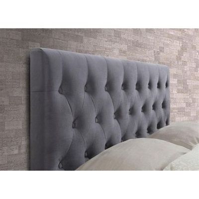 Spectrum Tufted Upholstered Large Twin Size ( 140 X 190 ) Grey Color Bed