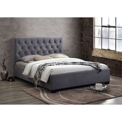 Spectrum Tufted Upholstered Large Twin Size ( 140 X 190 ) Grey Color Bed