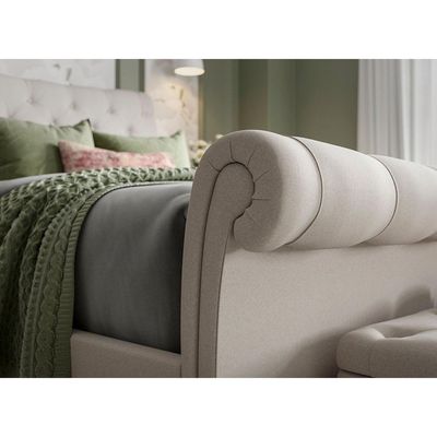 Tranquil Twist Tufted Upholstered Large Twin Size ( 140 X 190 ) Off White Color Bed