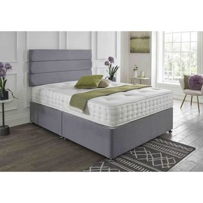 Velvet Horizon Upholstered Single Size ( 90 X 190 ) Grey Color Bed