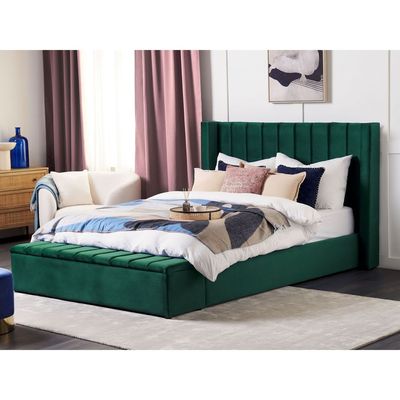 Velvet Voyage Upholstered Single Size ( 90 X 190 ) Dark Green Color Bed