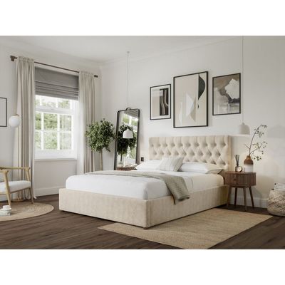 Venice Comfort Tufted Upholstered Large Twin Size ( 140 X 200 ) Beige Color Bed