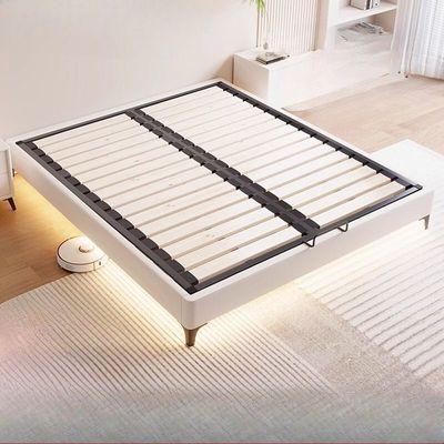 Modern luxury structure bed frame, beige Queen-150x200