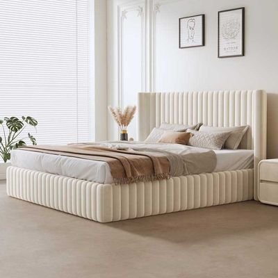  Aesthetic European Queen Bed, beige  Queen-150x200