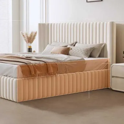  Aesthetic European Queen Bed, beige  Queen-150x200