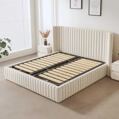  Aesthetic European Queen Bed, beige  Queen-150x200