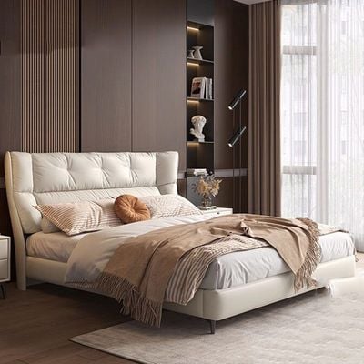 Loft Luxury Headboards  Frame Queen Bed Comfortable, beige color,  Queen-150x200