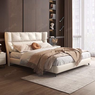 Loft Luxury Headboards  Frame Queen Bed Comfortable, beige color,  Queen-150x200