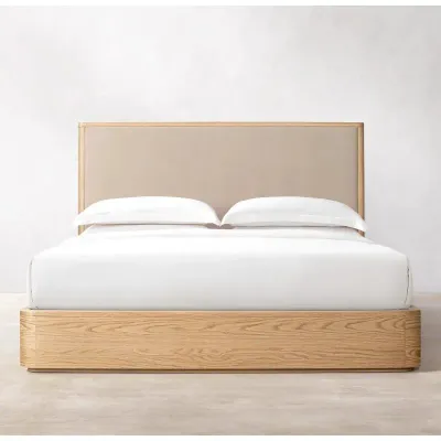 American modern simple oak wedding Queen bed,beige  Queen-150x200